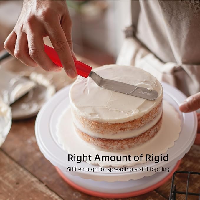 Cake Offset Spatula set of 4 6 8 inch Angled Icing Spatula Cake Decorating Frosting Knife, Red