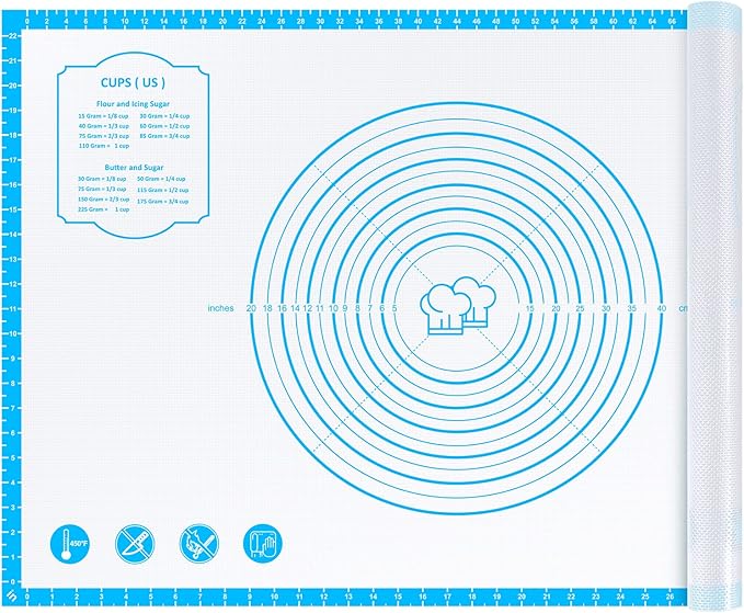 Silicone Baking Pastry Mat,36" x 24" Large Non Stick Sheet Mat with Measurement, Non-slip Food Grade Dough Rolling Mat for Making Cookies,Macarons,Bread