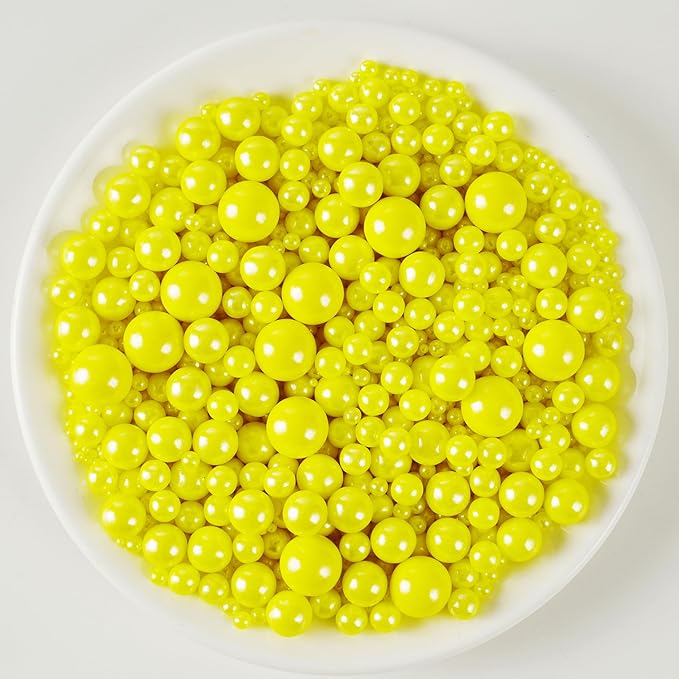 Kasvan Yellow Pearl Sugar Sprinkles - Edible Candy Pearls 130g/4.58 Oz, Mix Size, Baking Cake Decorations, Ice Cream Toppings and Cookie Decorating, Wedding Party Chirstmas Supplies