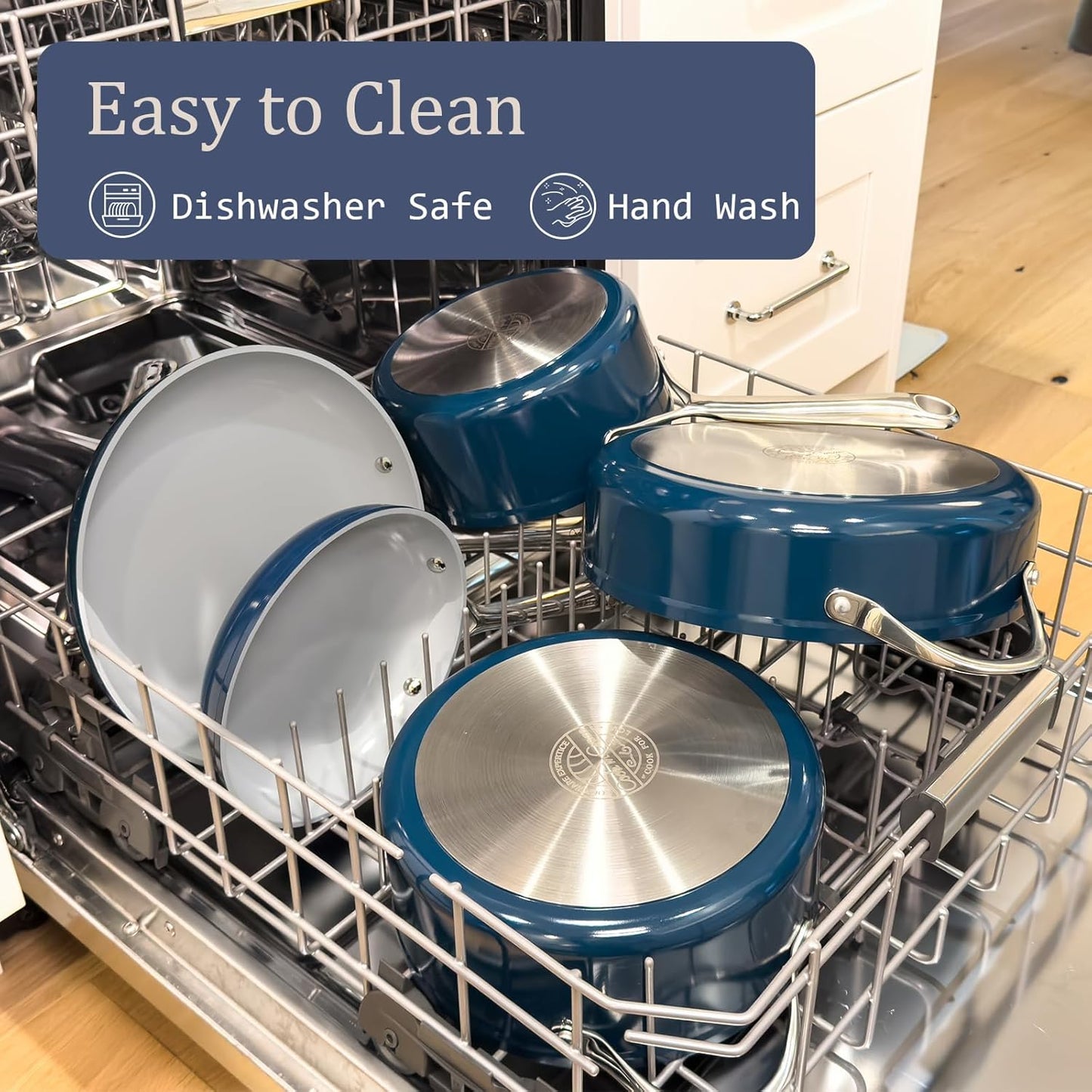 Nonstick Ceramic Sauté Pan with Lid (4.5 qt, 11"), Deep Frying Pan for All Cooktops - Non Toxic, PTFE/PFOA/PFAS Free, Dishwasher & Oven Safe up to 500°F - with Stay Cool Handle - Cream