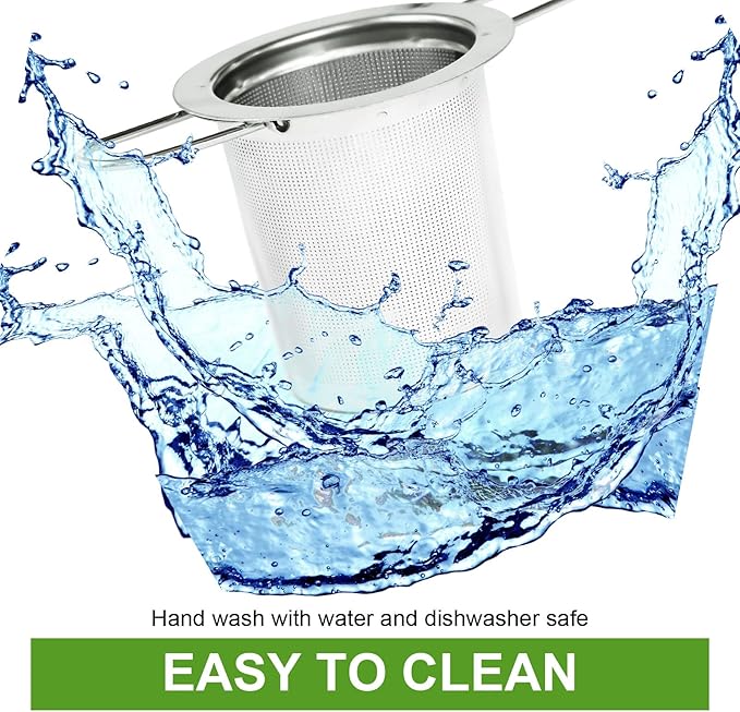 2 Pack Tea Infuser, Stainless Steel Extra Fine Mesh Tea Strainer for Loose Leaf with Foldin Handle Sitting in Mugs, Tea Filters, Tea Strainers, Tea Basket, Infusers Tea Diffuser for Loose Tea Steeper