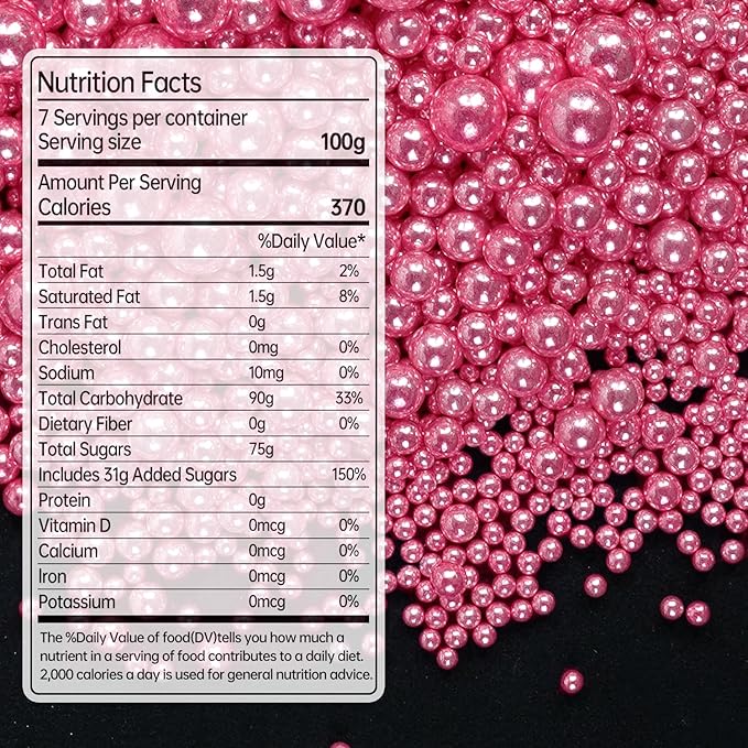 Rose Gold Pearl Sprinkles, Baking Sugar Sprinkles for Cake Decorating, 150g/5.29oz, Mix Size, Cake Decorations, Cupcake, Cookie, Ice Cream Topper, Wedding Party, Christmas Supplies