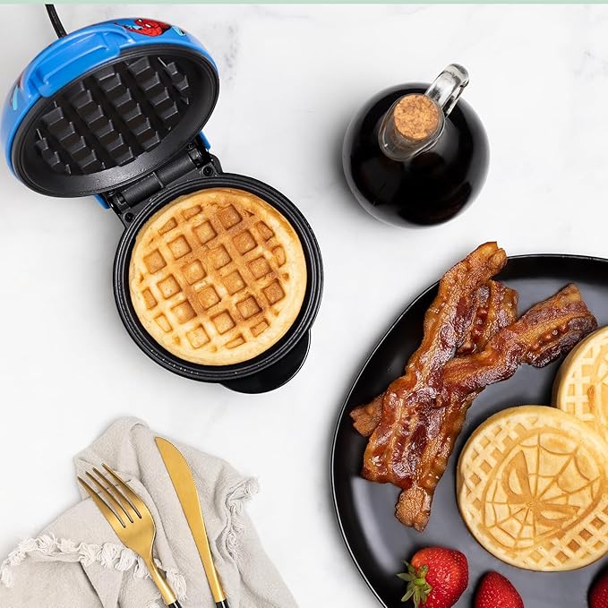 Uncanny Brands Spider-Man Mini Waffle Maker - Cook With Your Favorite Webhead