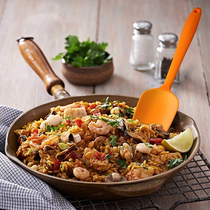 Silicone Spatula 3-piece Set, Ergonomic Handle High Heat-Resistant Spatulas, Non-stick Rubber Spatulas with Stainless Steel Core, Orange