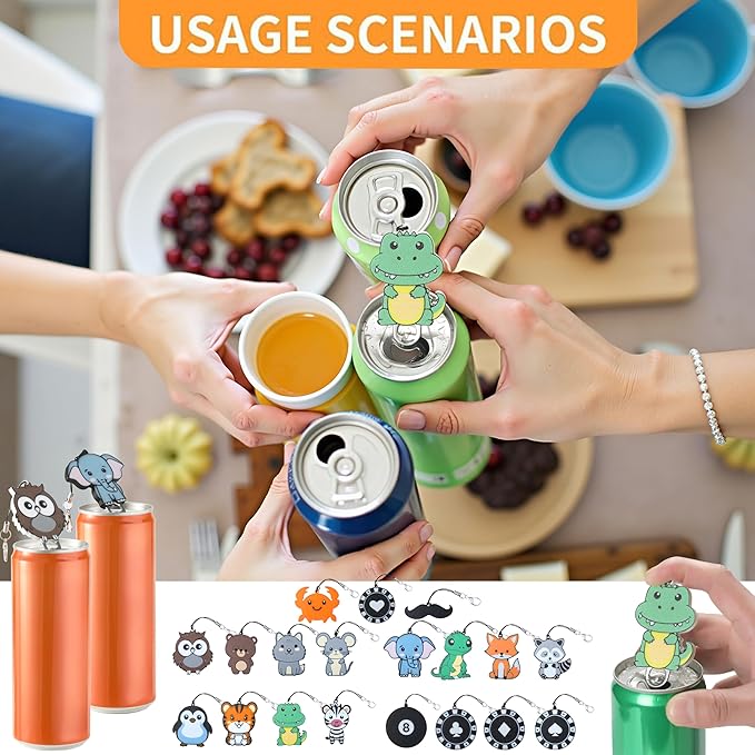 Cartoon Can Protector - Cute Easy Tab Can Opener Drink Can Protector Cap for Coke,Beer Soda,Party,BBQ,Beach Accessory