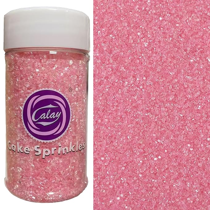Sentovac Light Pink Sanding Sugar for Baking Edible Sparkling Sugar Sprinkles Coarse Sugar Crystals for Baking Topping Cake Cookie Cupcake Topper Ice Cream Decoration Supplies 3.2 OZ