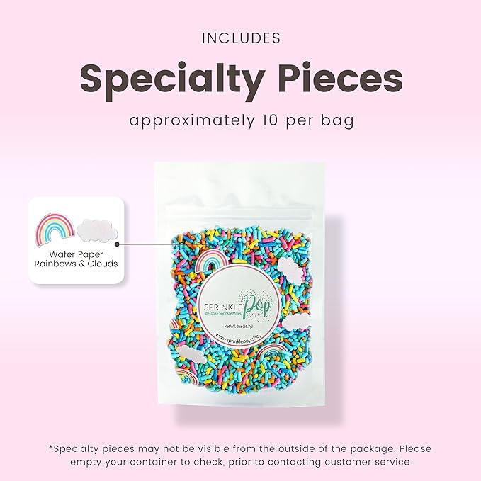 Sprinkle Pop You're My Rainbow Sprinkle Mix| Rainbow Sprinkles Heavy on Blue Jimmies with ~10 Rainbow and Clouds Wafer Papers| Birthday Sprinkles Made in USA for Decorating Cake Cupcakes Cookie, 2oz