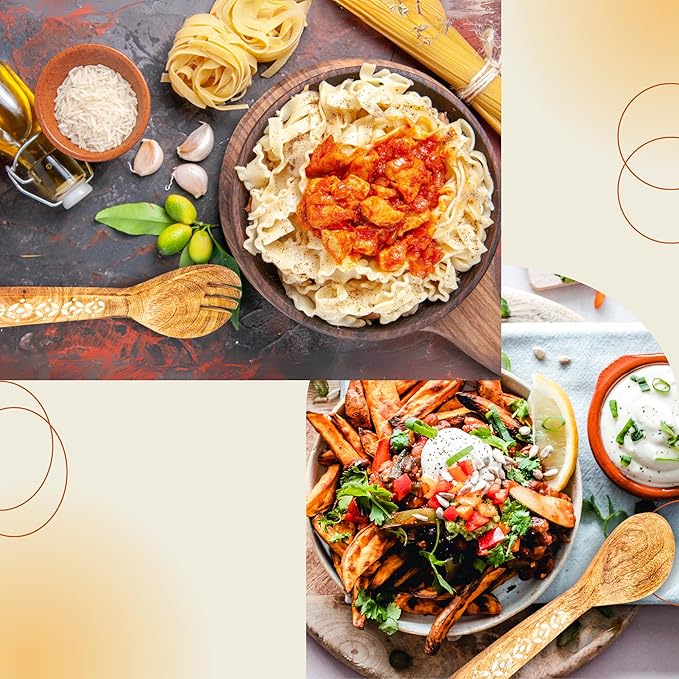 Salad Spoon Set 13 inches Tongs Serving Utensils Set,Acacia Salad Spoon and Fork Set Long Handle Salad Server Set Wood Serving Utensils