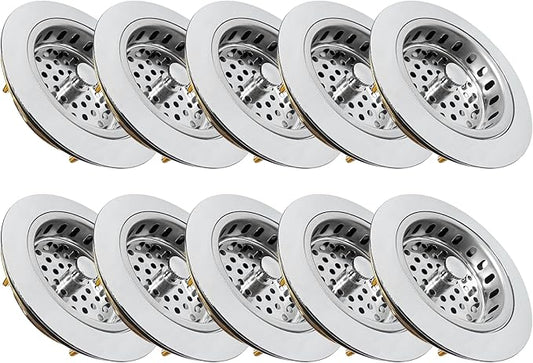 Metal World BS10101BN-10P Post Style Sink Strainer, 3-1/2" Metal Kitchen Strainer, Cast Brass Body Basket Strainer, Strainer with Stainless Steel Basket, Brushed Nickel Finish 10 Pack