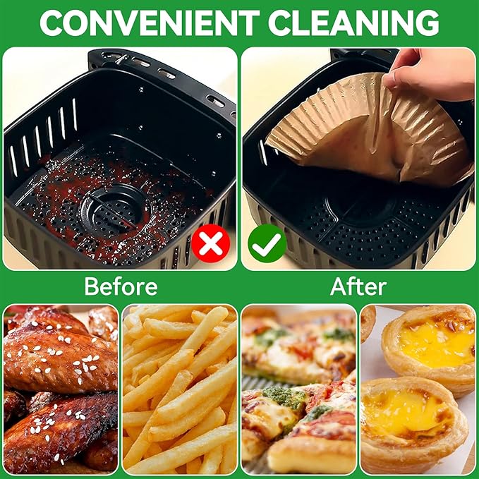 Air Fryer Liners,240 PCS Round Non-stick Disposable Paper Liners for 5-8QT, OAMCEG 8 inch Air Fryer Parchment Baking Paper for Frying, Baking, Cooking, Roasting and Microwave