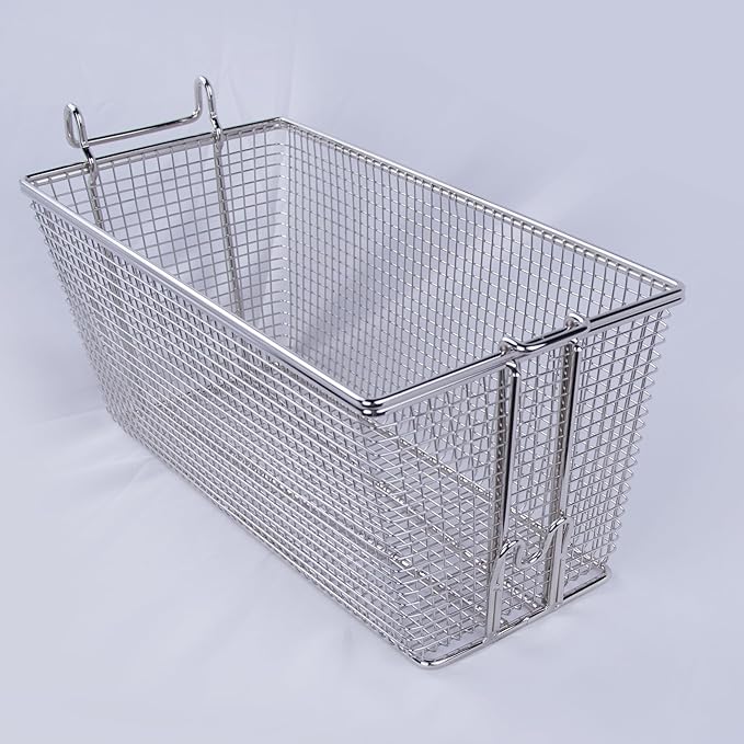 CLIVIA Deep Fryer Basket Only, 4 Pack Commercial Fry Baskets with Handle and Front Hooks, 13¼" x 6½" x 6" Frying Basket for Natural Gas Liquid Propane Deep Fryer