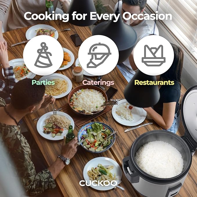 CUCKOO CR-3032 30-Cup (Uncooked) / 60-Cup (Cooked) Large Capacity Commercial Rice Cooker & Warmer with Nonstick Inner Pot, Switch Press (Silver/Black)
