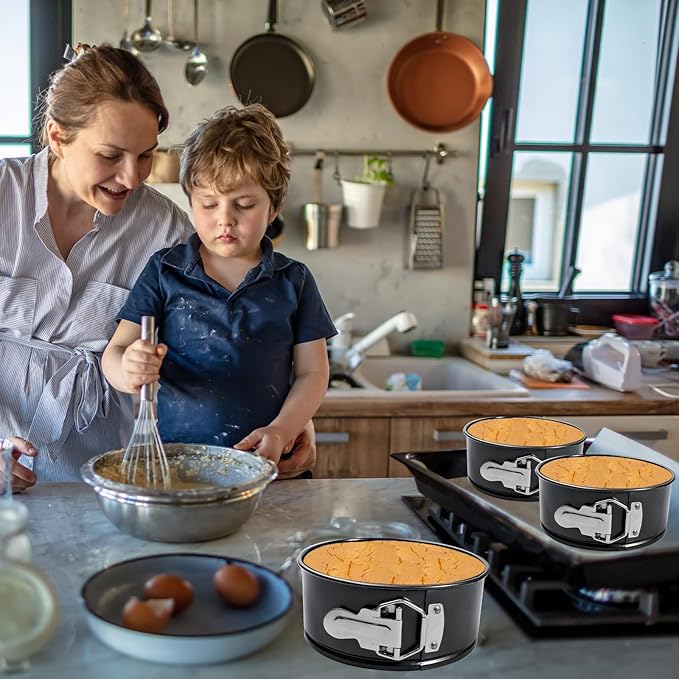 6 Inch Non Stick Spring form Pan with Stainless Steel Spring Buckles,Round Carbon Steel Cake Mold with Removable Bottom for Baking Kitchens and Restaurants (6)