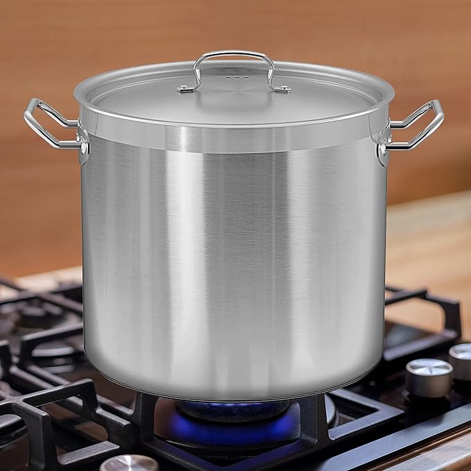 Nutrichef Stainless Steel Cookware Stockpot, 30 Quart Heavy Duty Induction Soup Pot With Stainless Steel Lid And Strong Riveted Handles, Even Heat Distribution, Compatible With Most Cooktops