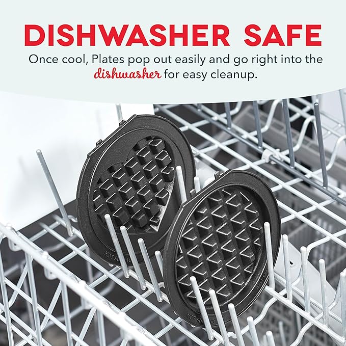 DASH Multimaker Mini System - Waffle Maker with Five 4” Removable Plates: Waffle Iron & Griddle, 3-in-1 Mini Waffle Maker for Kids and Families – Nonstick Surface, Just Add Batter (Red)