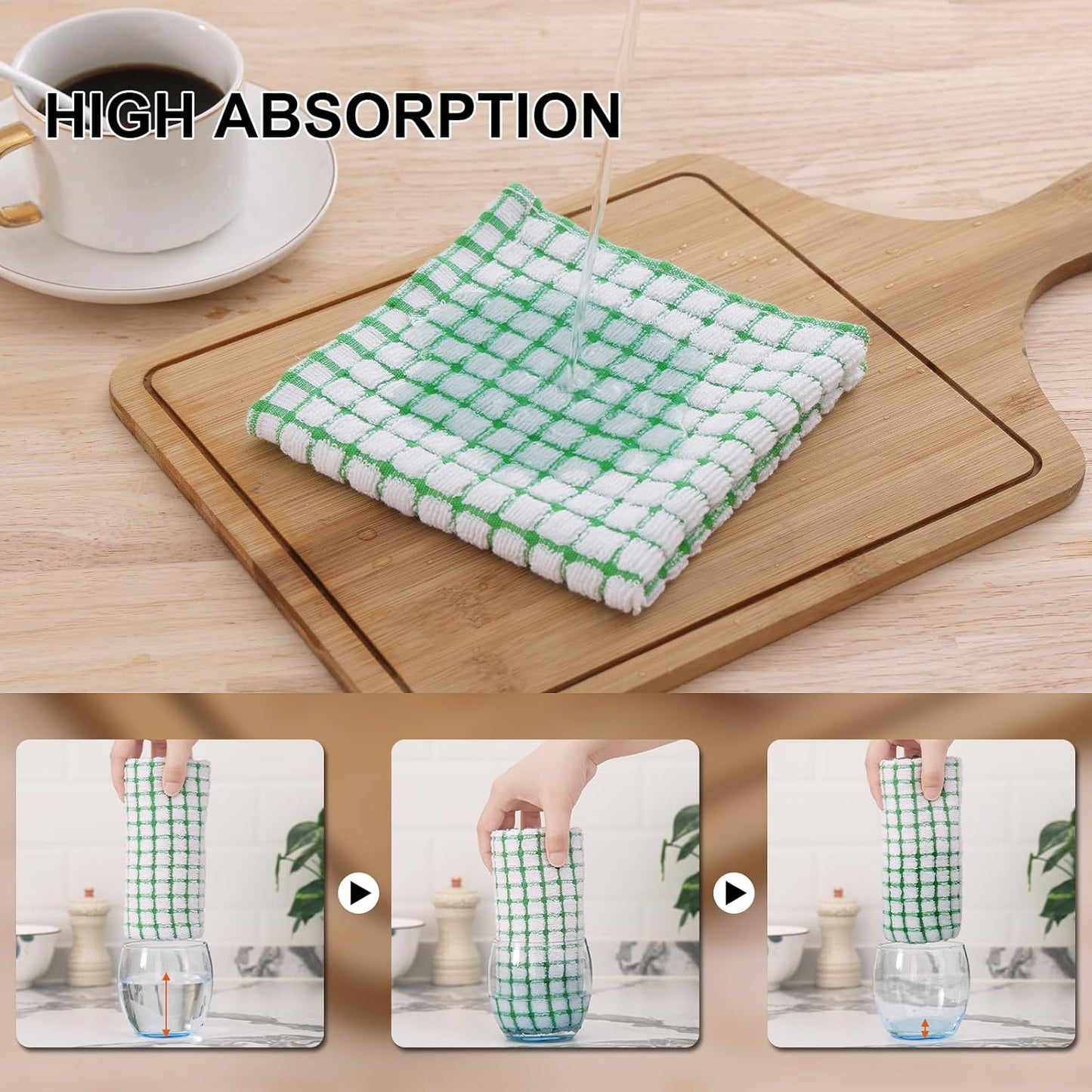 Kitinjoy Cotton 12 Pack Kitchen Towels and Dishcloths Sets, 16 x 25 Inch & 12 X 12 Inch Dish Towels Bulk, Super Soft and Absorbent Hand Towels for Kitchen Drying, Multiple Colour