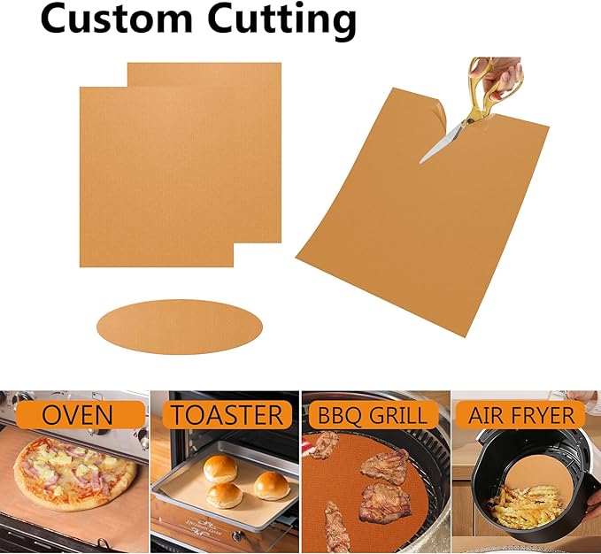 UBeesize 4 Pack Thickened Copper Oven Liners for Bottom of Oven BPA & PFOA Free, Reusable 16x24 Inch Heavy Duty Non Stick Teflon Oven Mats, Fit Electric Gas Toaster Convection Microwave Ovens Grills