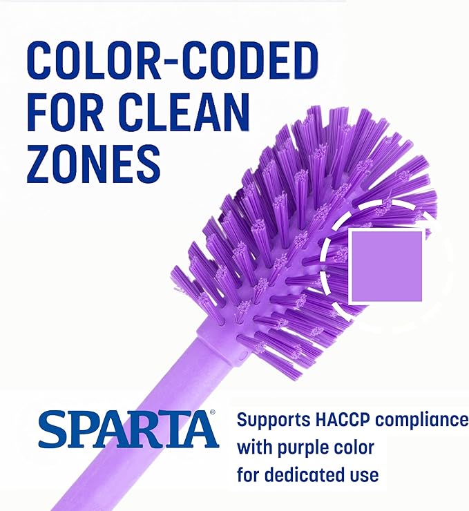 SPARTA Large Water Bottle Brush Ideal for Wide-Mouth Jars, Bottles and Tumblers, Dishwashing Tool with Handle for Home and Commercial Kitchens, Plastic, 12 Inches, Purple, (Pack of 6)