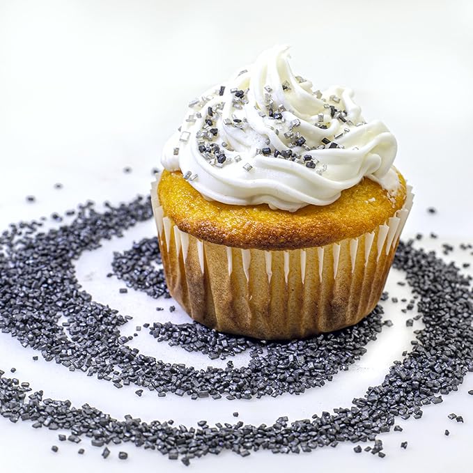Bakerpan Pearlized Sugar Sprinkles for Baking - 5 Ounce - Sparkling Black Decorating Sugar Crystals for Cookies, Cake Pops, Ice Cream (Made in USA)