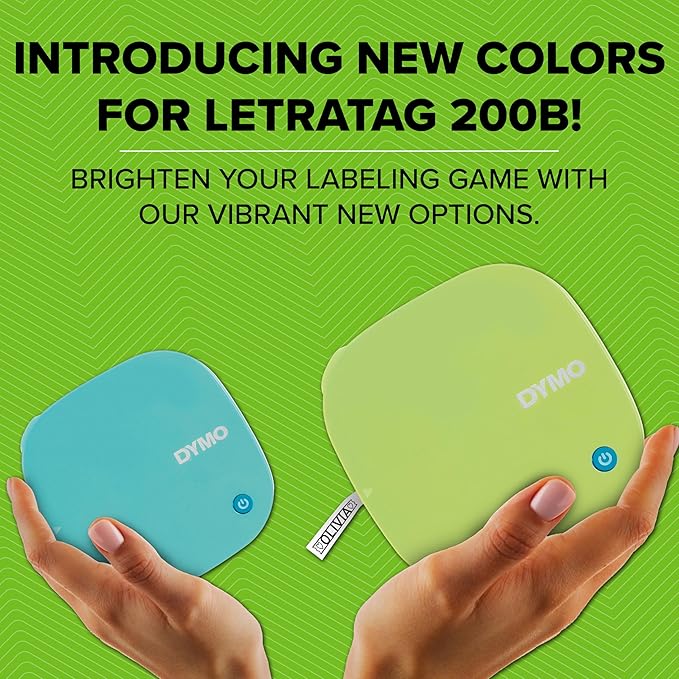 DYMO LetraTag 200B Bluetooth Label Maker | Compact Label Printer | Connects Through Bluetooth Wireless Technology to iOS and Android | Includes 1 White Paper Label Tape | Pistachio Yellow
