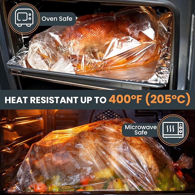 Turkey Oven Bags for Perfect Roasting - 21.7’’ x 23.6’’, 20 Counts, Large Size Turkey Cooking Bags for Oven, Locks in Juices for Flavorful Turkey - Thanksgiving, Christmas Essential