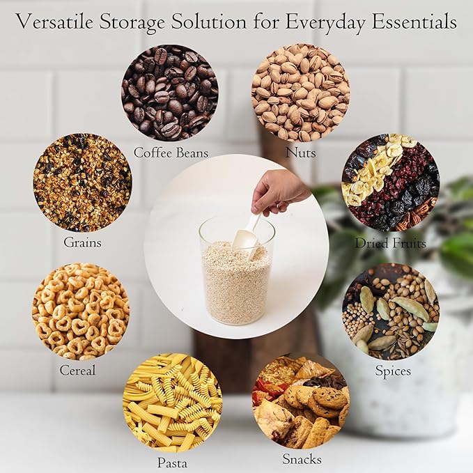 Glass Storage Jars Set Elegant Containers with Airtight Bamboo Lids, Perfect for Kitchen Organization - Flour, Rice, Pasta, Sugar, Coffee Beans, Accessories Included (2 packs(111oz))