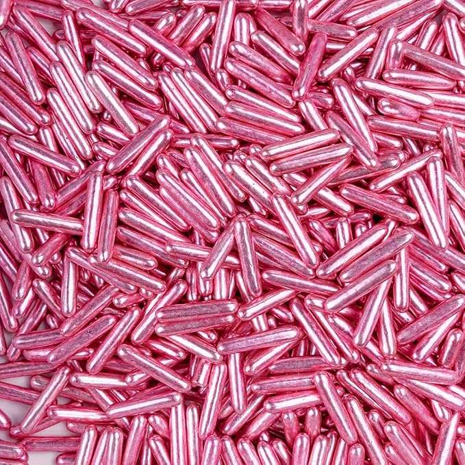 Rose Gold Rods Sprinkles, Edible Pearl Sprinkles for Cupcake Decorating, Donut, Cake Decorations, Wedding Party Valentines Easter Supplies, 120g/4.23oz
