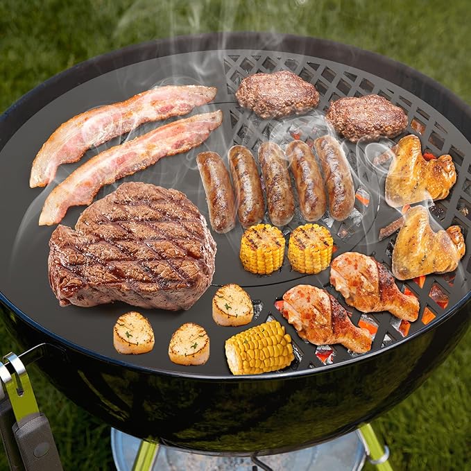 onlyfire BBQ Griddle and Grate Combo Kit for Weber 22 inch Kettle Charcoal Grills