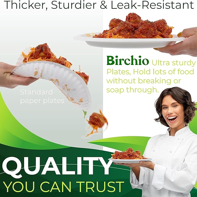 100PCS 100% Compostable White Oval Paper Plates(12in), Heavy Duty Disposable Plates, Eco-Friendly Dinner Plates, Biodegradable Salad, Meal, Dessert Plates, Perfect for Parties, Picnic, BBQ