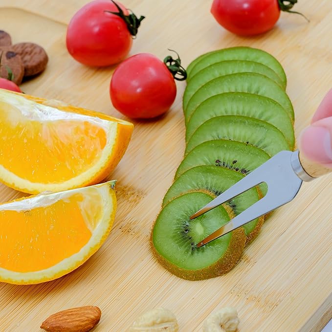 Bamboo Charcuterie Boards Cheese Board Knife Set14‘’x11‘’,House Warming Gifts for New Home Gift for Mom Couples Bridal Shower Bridesmaid Gifts (13 x 10 x 0.59 inches)