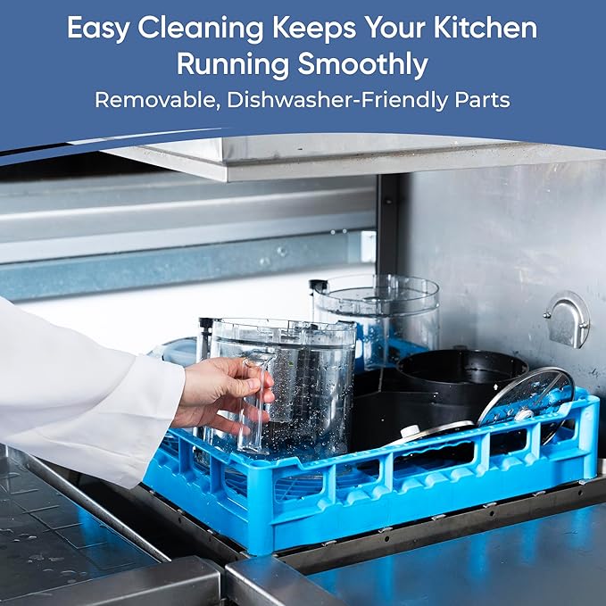 TK Tartle Commercial Food Processor - Heavy-Duty 600W Chopper, Slicer, Shredder & Blender w/Vegetable Prep Lid, Continuous Feed, 3L Mixer Bowl & Stainless Steel Blades