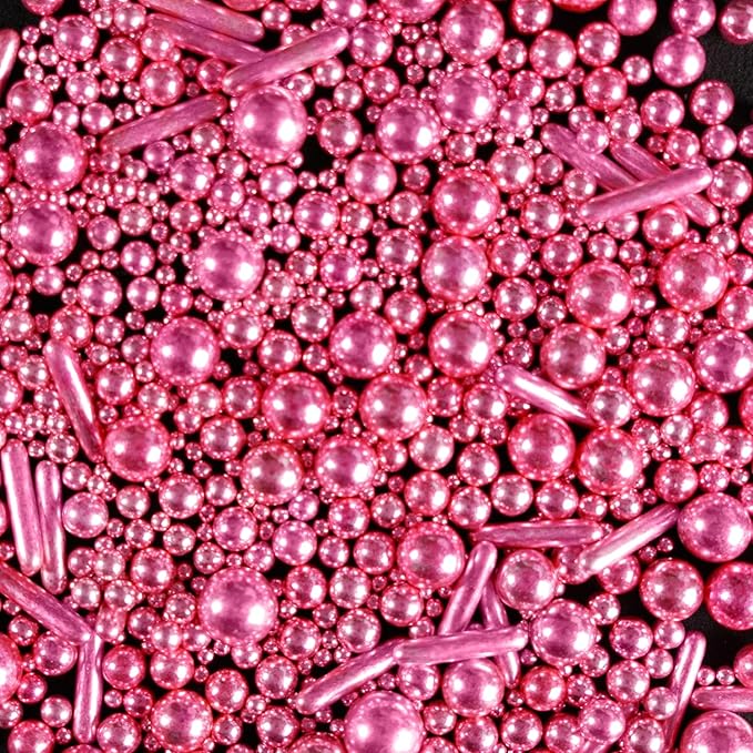 Rose Gold Pearl Rods Sprinkles, Baking Sprinkles for Cake Decorating, Mix Size Sugar Candy For Donut, Cupcake Topper, New Year, Holiday, Wedding Party Supplies, 150g/5.29oz