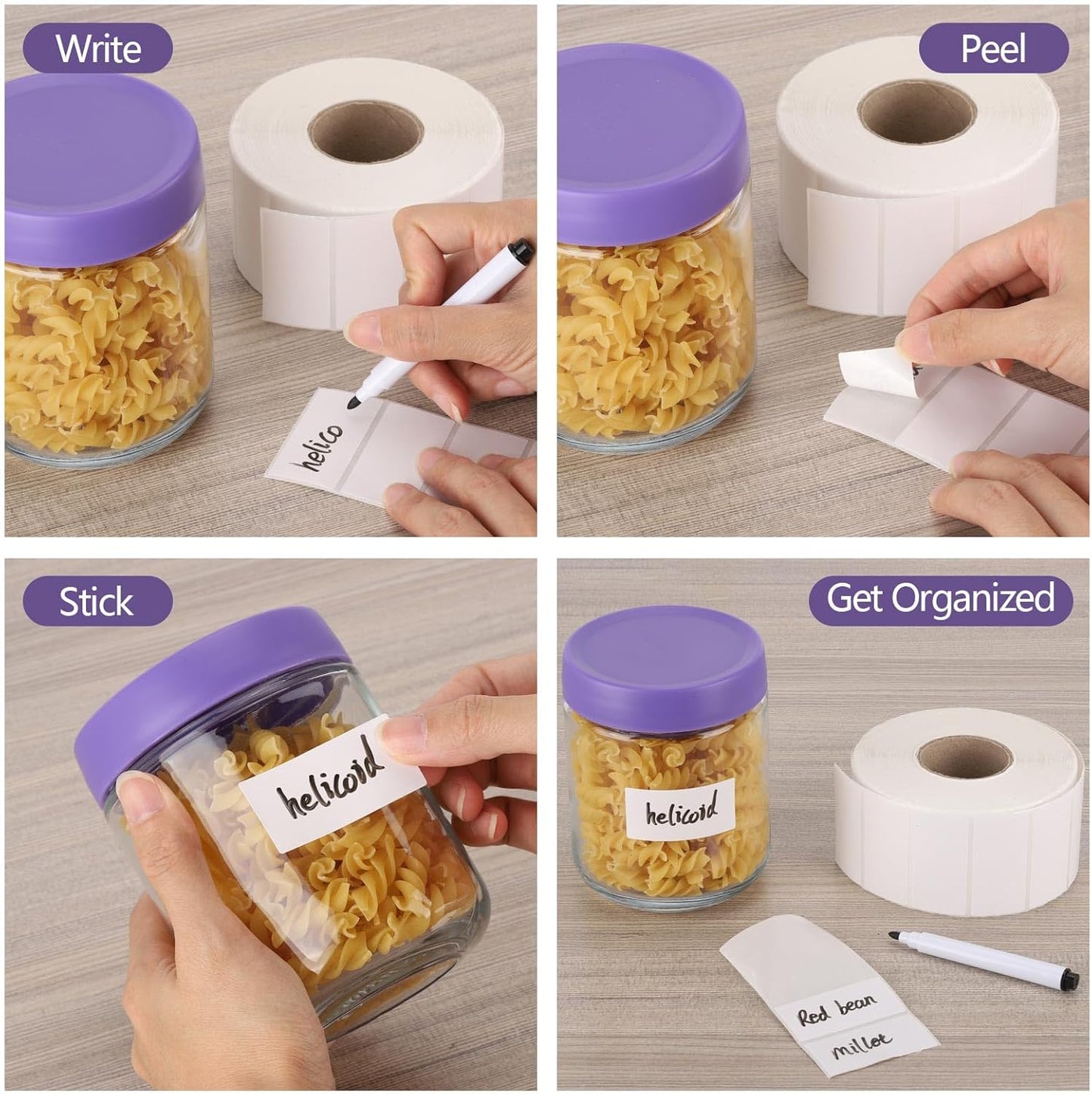 2000 Pcs White Labels Stickers to Write On 2 x 1 Inch, Waterproof and Oil Resistant Blank Barcode Labels for Food Containers Jars Pantry Organization