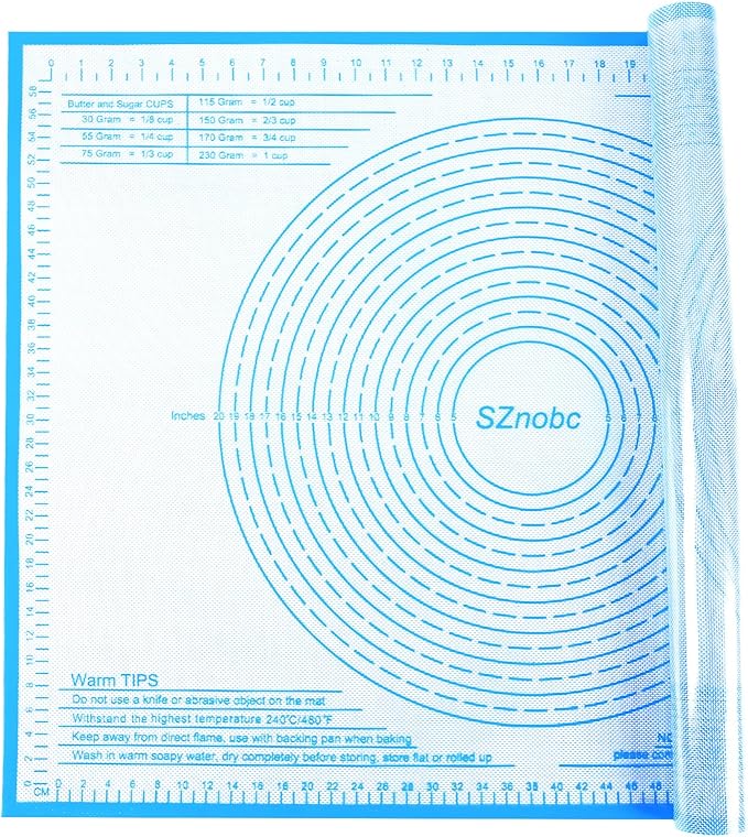 Silicone Pastry Mat 34'' By 26'' Extra Large Baking Mat with Measurements for Dough Rolling, Kneading Board, Kitchen Counter Mats for Dough, Pastry, Fondant, Pie Crust, Cookies, Bread, Pasta, Pizza