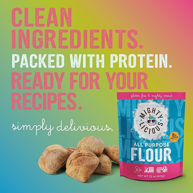 Mightylicious Gluten-Free All-Purpose Flour - Superfine Rice Flour - Non-GMO - Allergen Friendly - Ideal for Baking, Cooking, and Topping for Cakes, Bread, Muffins - 3-Pack (66oz Total, 4.3lbs)