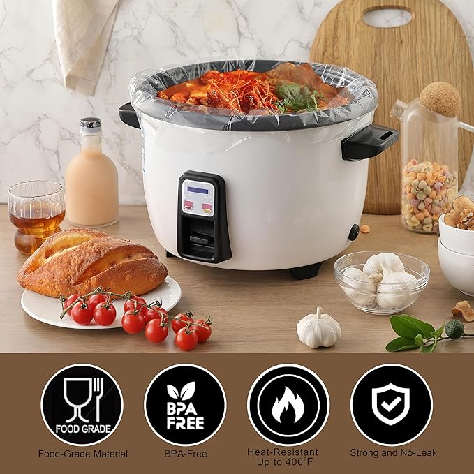 20 Pack Slow Cooker Liners for 3-8 Quart Crock Pot, 13"x 21" Large Size Disposable Oval Slow Cooker Bags, BPA-Free and Easy to Clean