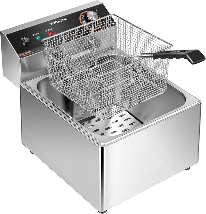 VIVOHOME 1700W 20 QT Electric Deep Fryer with 11.6 QT Removable Basket, Overheat Protection and Temperature Control for Commercial and Home Use