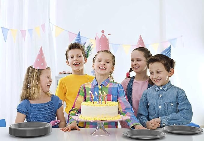 Exquisite Party Solids Silver Plastic Plates For Party 10" Silver Disposable Plates Heavy Duty Supplies 100 Pcs Plastic Dinnerware Sets Heavy Duty 350 GSM Disposable Dinnerware Set