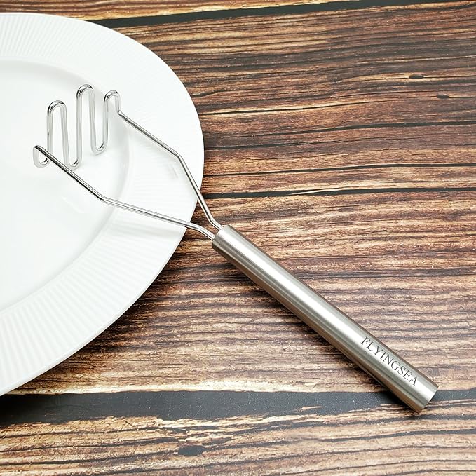 FLYINGSEA Potato Masher,Vegetable Masher,Small Masher,Professional 18-8 Stainless Steel Potato Masher.Cooking And Kitchen Tools.Ergonomic,Perfect for Mashed Potatoes,Vegetables,Beans,Dishwasher Safe