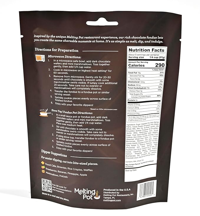 Melting Pot Chocolate Fondue; Mini Chocolate Wafers For Melting, Cookies & Cream Dark Chocolate Flavor, Pack of 3, 9.75oz Bags