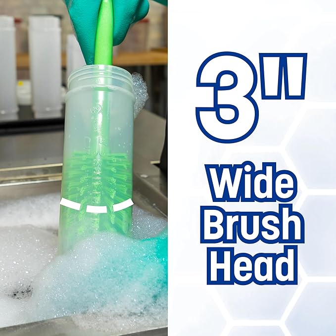 SPARTA Scrub Brush Bottle Brush, Dishwasher Safe Brush with Hanging Hole for Cleaning, Plastic, 16 Inches, Lime