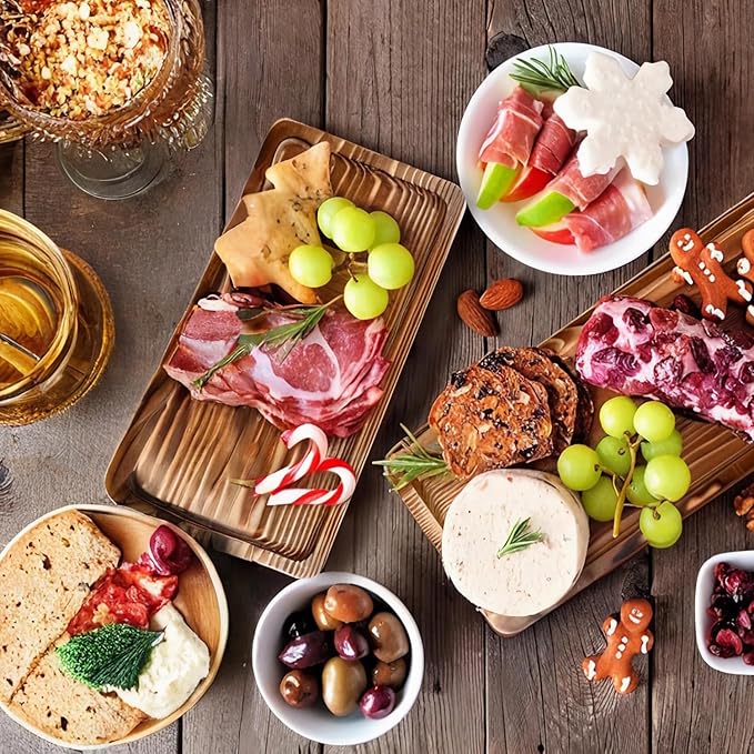 Wooden 3 Tier Serving Tray, Detachable Cupcake Stand, Rectangle Serving Platter Three Tiered Stand,Fruit,Appetizer,Dessert Decorative Tray Decor Party Food Table Display