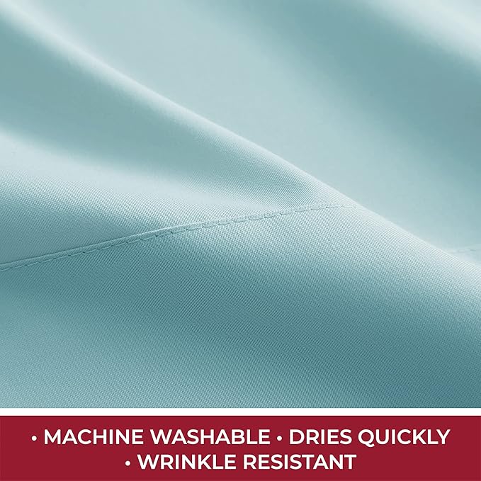 Mellanni RV Short Queen Sheets - 4 PC Iconic Collection Bedding - Hotel Luxury, Extra Soft, Cooling Bed Sheets - Deep Pocket up to 10 inch (RV/Short Queen, Spa Blue)