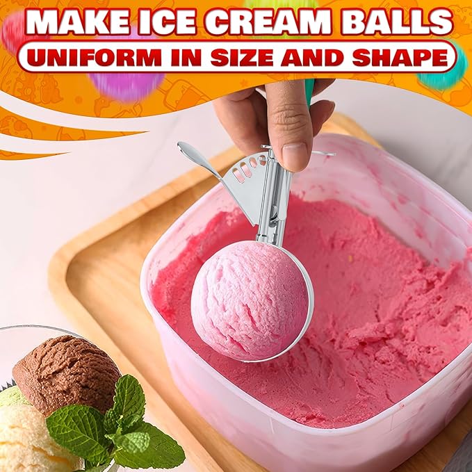 2.67Oz Ice Cream Scoop with Trigger #12 - Ice Cream Scooper for Portion Control, Gelato, Cookie Dough, Meatballs - Stainless Steel, Easy to Use & Clean, Rust & Stain Resistant, Ergonomic Non-Slip Grip