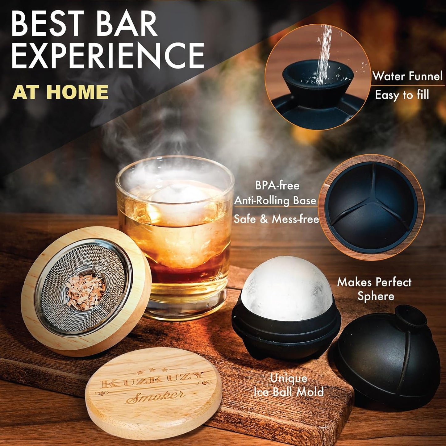 Cocktail Smoker Kit with Torch – 6 Flavors Wood Chips – Bourbon, Whiskey Smoker Infuser Kit, Old Fashioned Drink Smoker Kit, Birthday Bourbon Whiskey Gifts for Men, Dad, Husband (Without Butane)