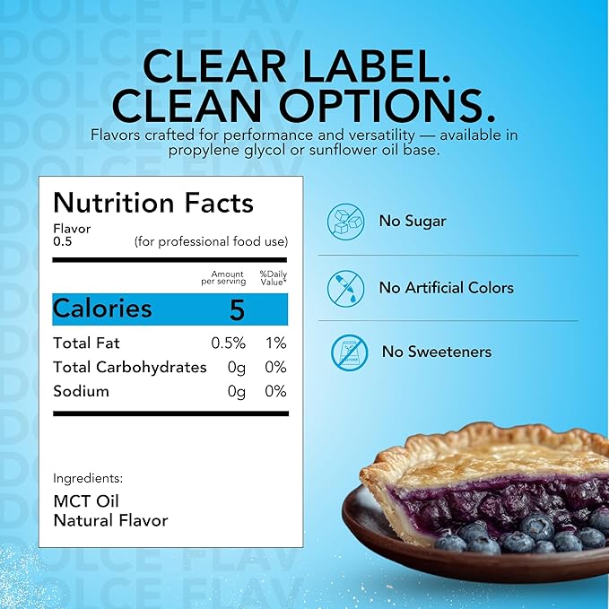 Dolce Flav Blue Raspberry Extract – 2 Ounce Oil-Soluble Kosher, Sugar-Free, Concentrated Blue Raspberry Flavoring for Baking, Chocolates & Desserts, Includes Measured Dropper