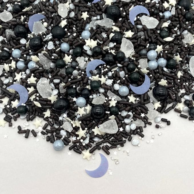 Moon Child Sprinkle Mix by Simply Sucré | Gothic | Star & Galaxy Edible Sprinkles | Bulk Sizes: 4 oz, 8 oz, 16 oz (8 oz jar)