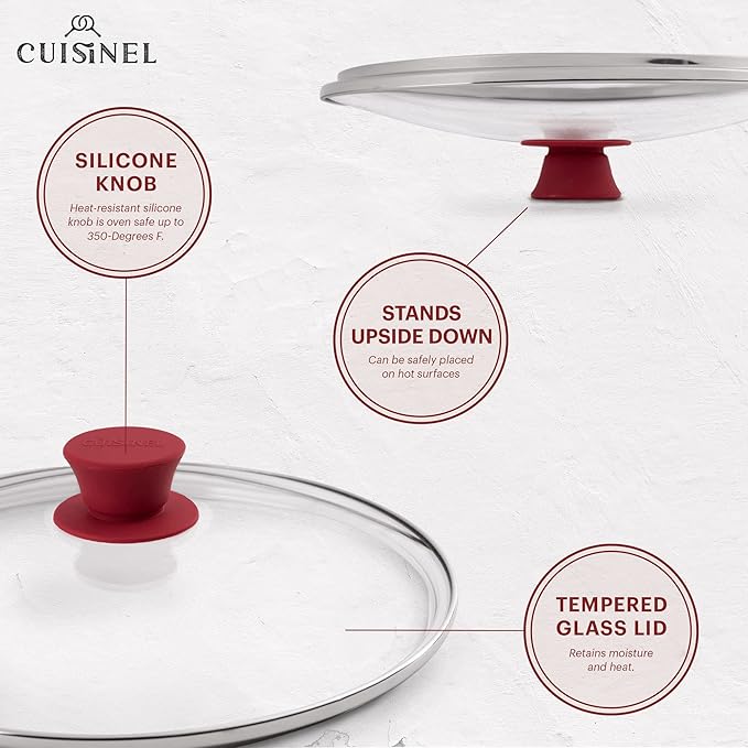 Glass Lids Set - 10" + 12"-Inch / 25.4cm + 30.48cm / 264mm + 308mm - Compatible with Lodge Cast Iron - Fully Assembled Tempered Replacement Cover - Oven Safe for Skillets Pots Pans: Universal Cookware