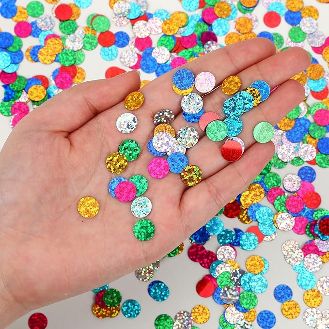 MARFOREVER Multicolor Sparkle Foil Confetti, Glitter Round Confetti Birthday Scatter Table Metallic Sequin Sprinkles Circle Dots for Baby Shower Wedding Christmas Valentine Party Decorations