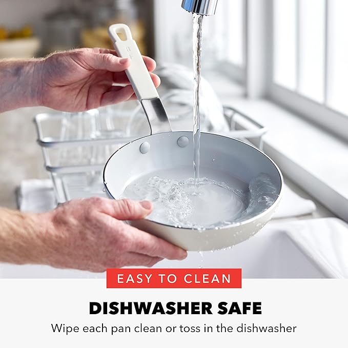 GreenPan x Bobby Flay 13 Piece Cookware Pots and Pans Set and 8" Chef's Knife. PFAS & PFOA-Free Ceramic Nonstick, Induction Suitable, Stay-Cool Silicone Handle, Dishwasher & Oven Safe, Cream